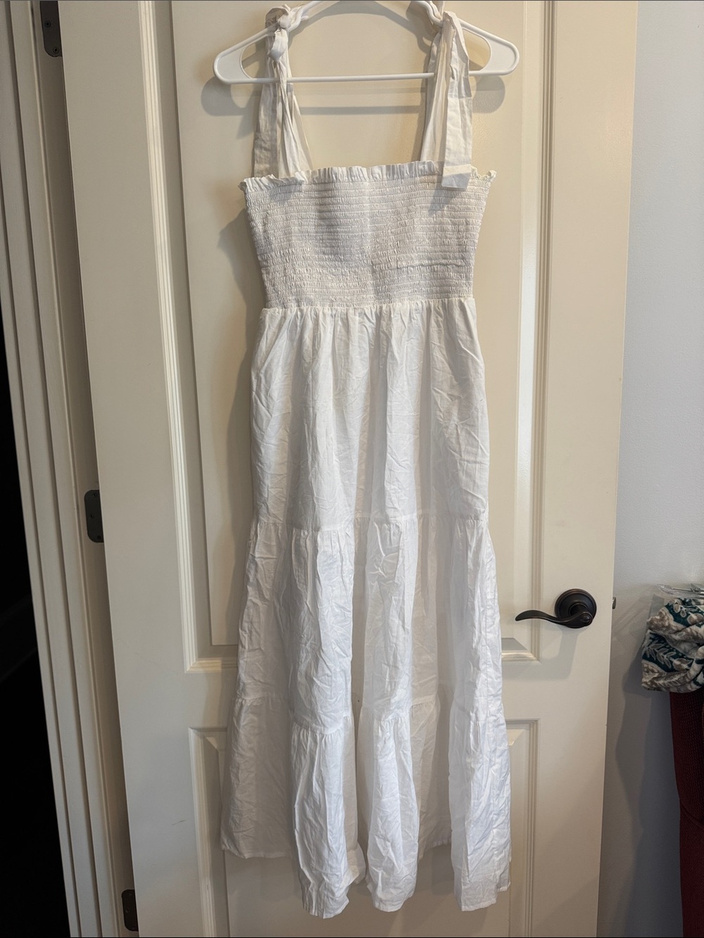 Petal + Pup White Smocked Tie-Strap Maxi Dress - Picture 1 of 3